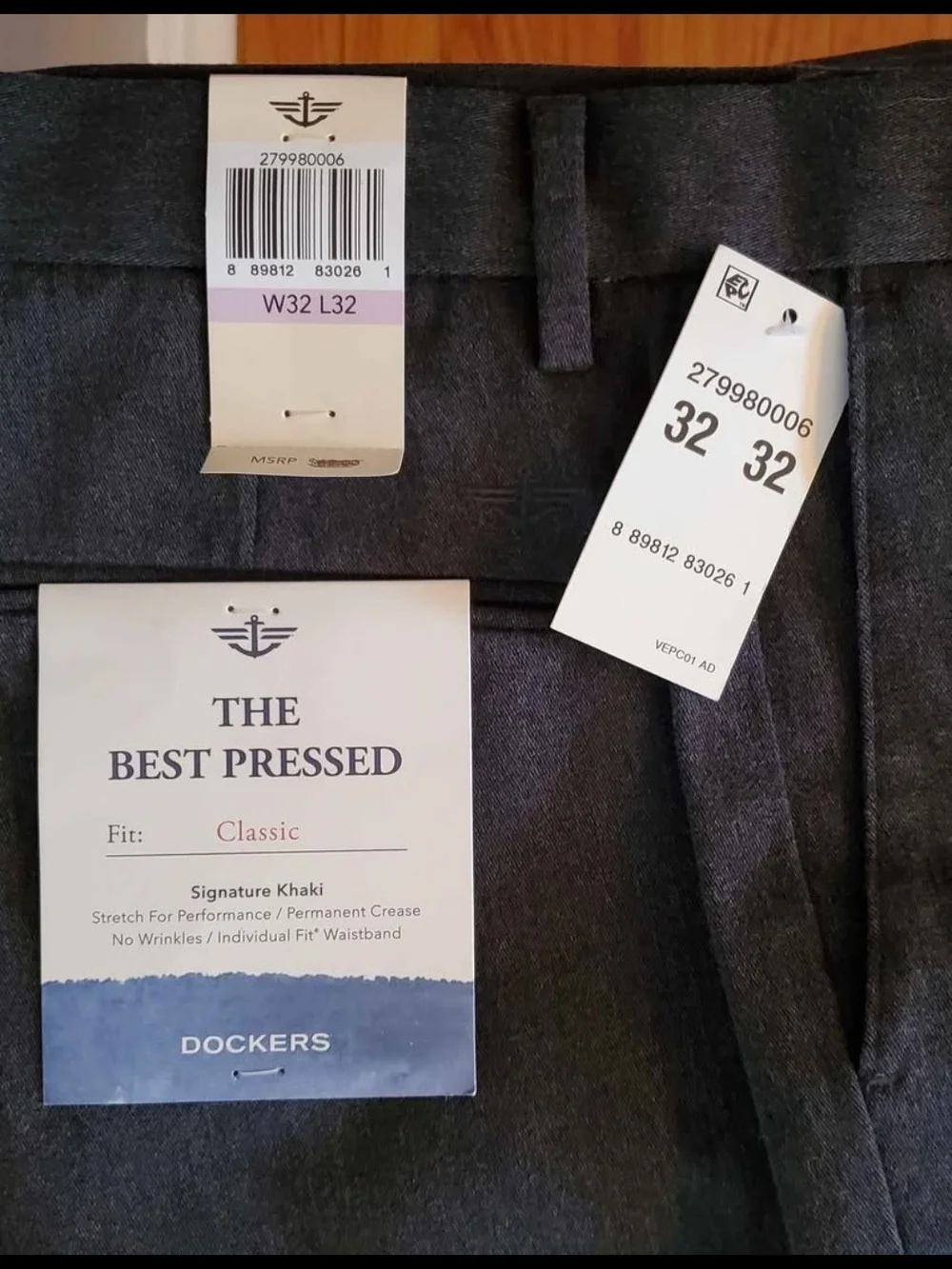Dockers Men's Signature Khaki Classic Fit Dress Pants - Charcoal